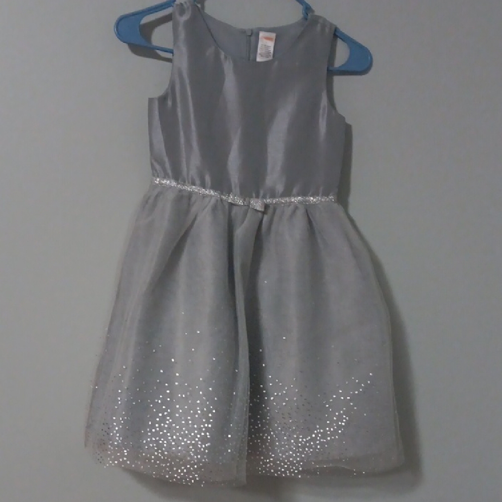 Elegant Gray Sleeveless Dress with Sparkle Details